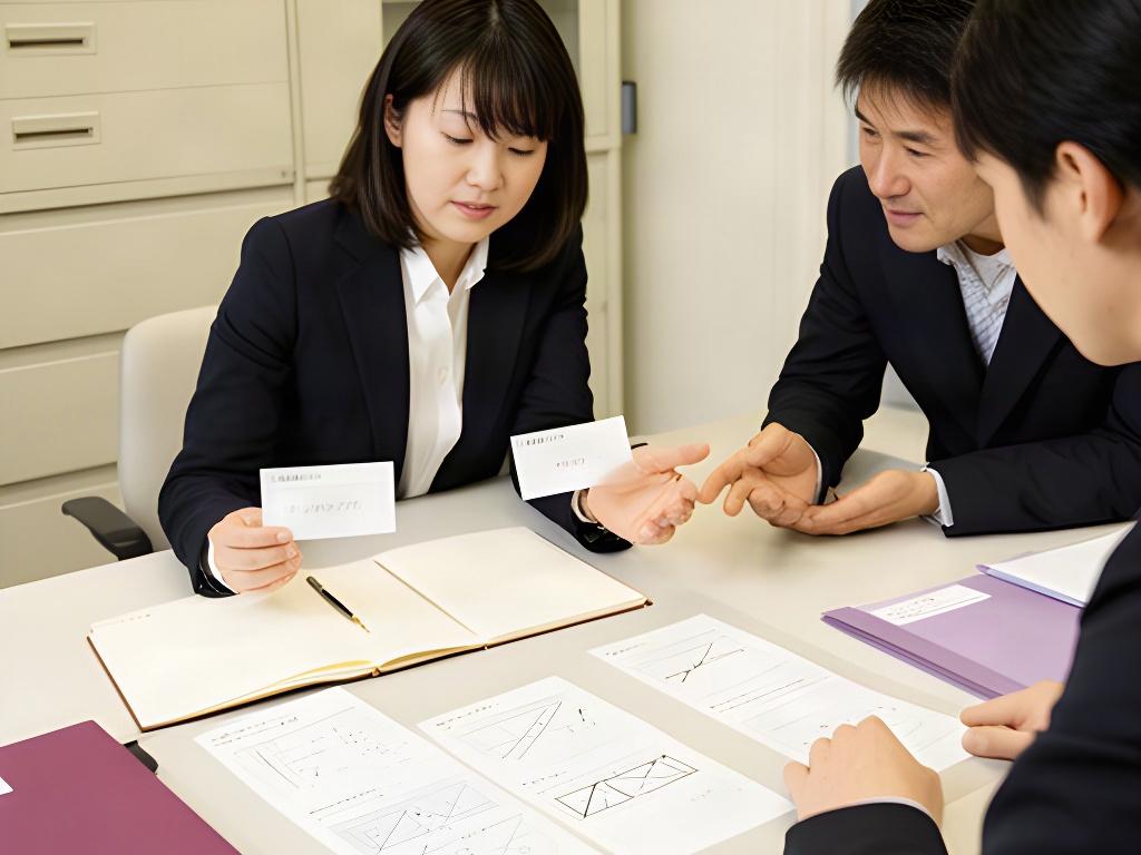 担当者が試行用の書類と記録を見比べて検証内容を確認している様子